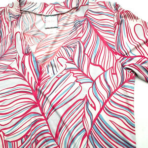 STELLA PARKER Medium Pink Blue Tropical UPF 30+ Sun Protection Swim Cover Dress